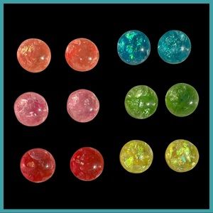 Iridescent Colorful Stud Earrings Set (6 pairs)
